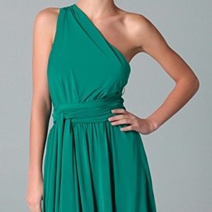 Halston Heritage One Shoulder Dress w/Sash 8 NWT